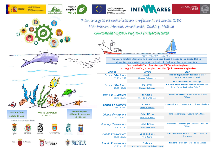 Águilas acogerá una de las sesiones de la acción formativa “Ecoturismo equilibrado a través de la actividad físico deportiva”