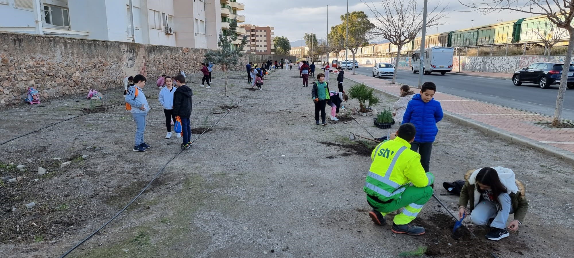 El alumnado de Ecoescuelas Litorales participa en una actividad de reforestación