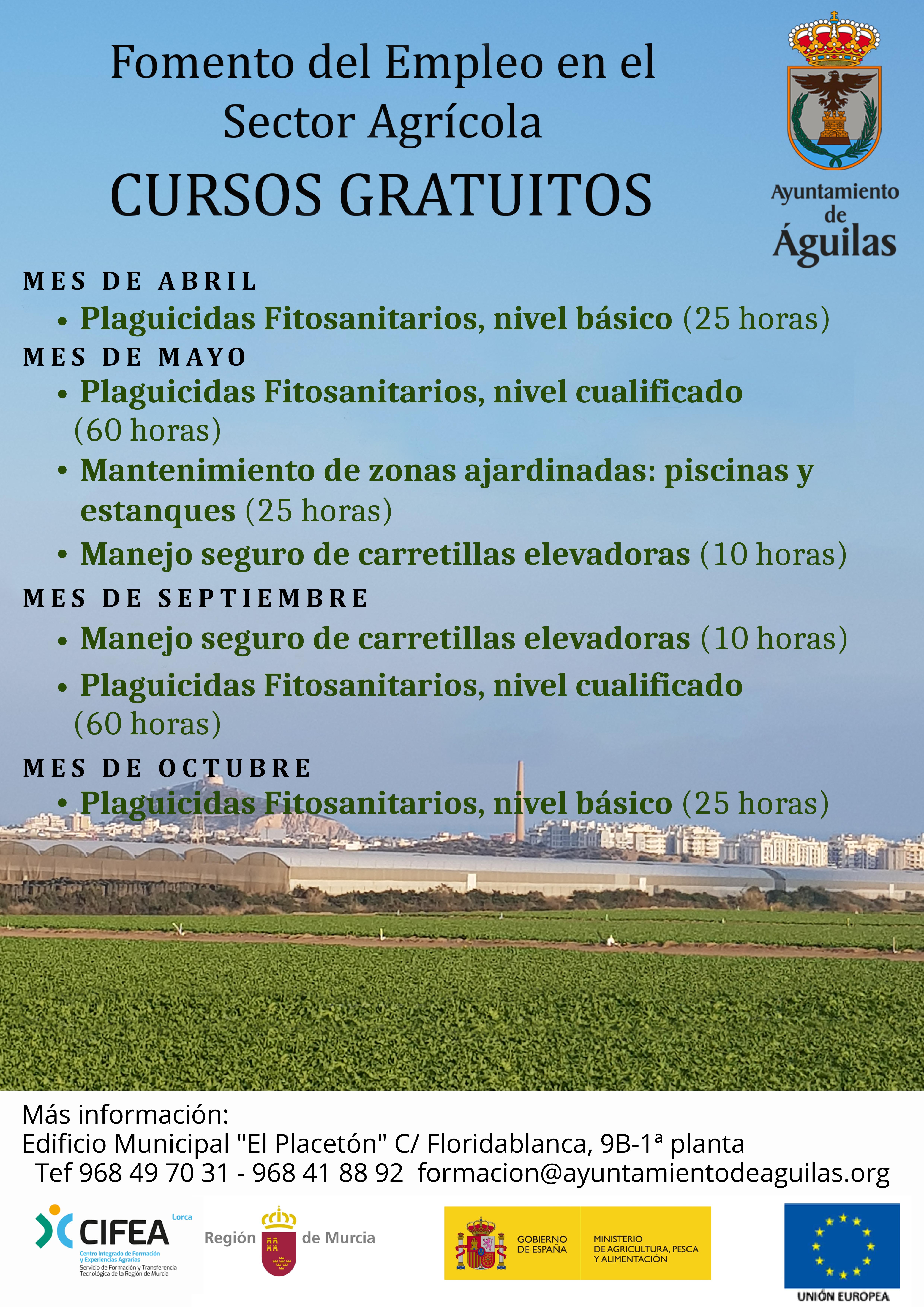 El Ayuntamiento de Águilas apuesta por el desarrollo de cursos para el fomento del empleo en el sector agrícola
