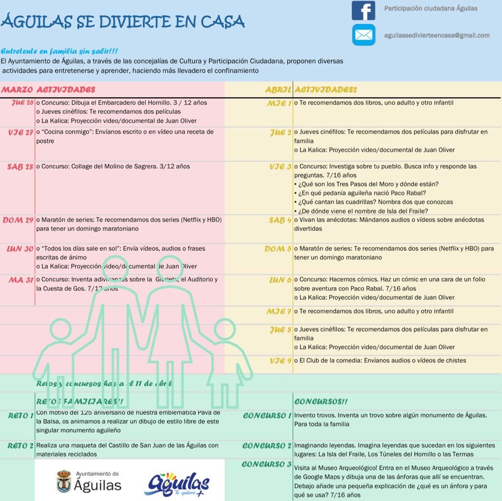 Las Concejalías de Participación Ciudadana y Cultura presentan el proyecto “Águilas se divierte en casa”, una iniciativa para entretenerse y aprender sobre nuestro municipio