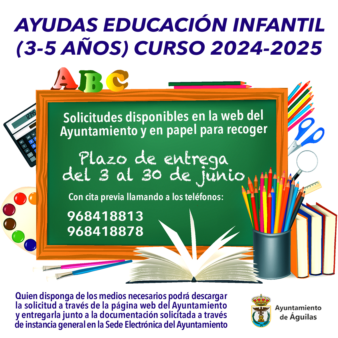 El próximo lunes se abre el plazo de presentación de las solicitudes de ayuda para Educación Infantil