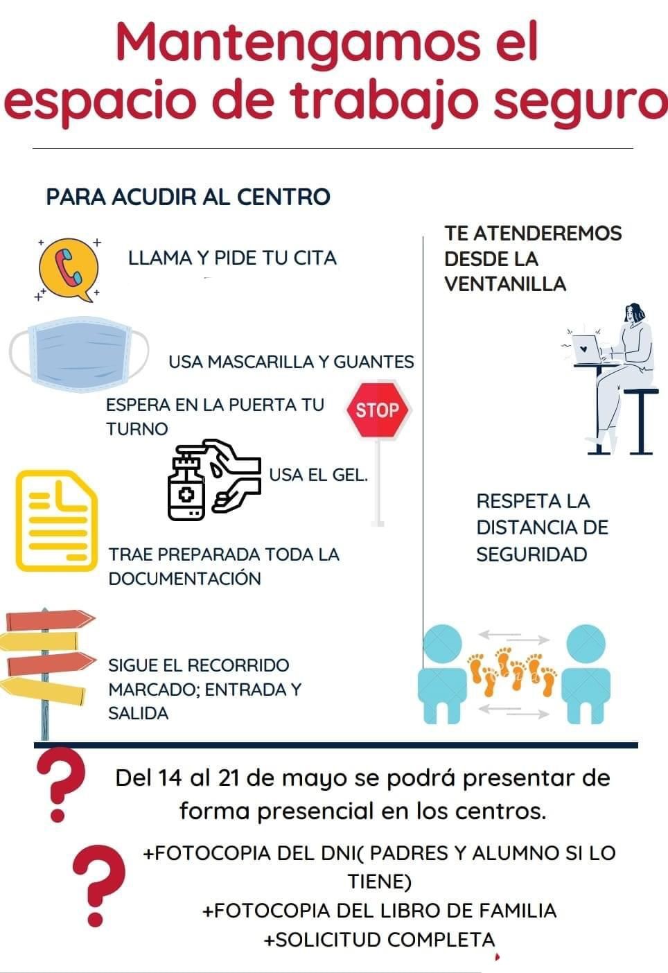 El jueves comienza el plazo de inscripción presencial, con cita previa, en los centros educativos de la localidad