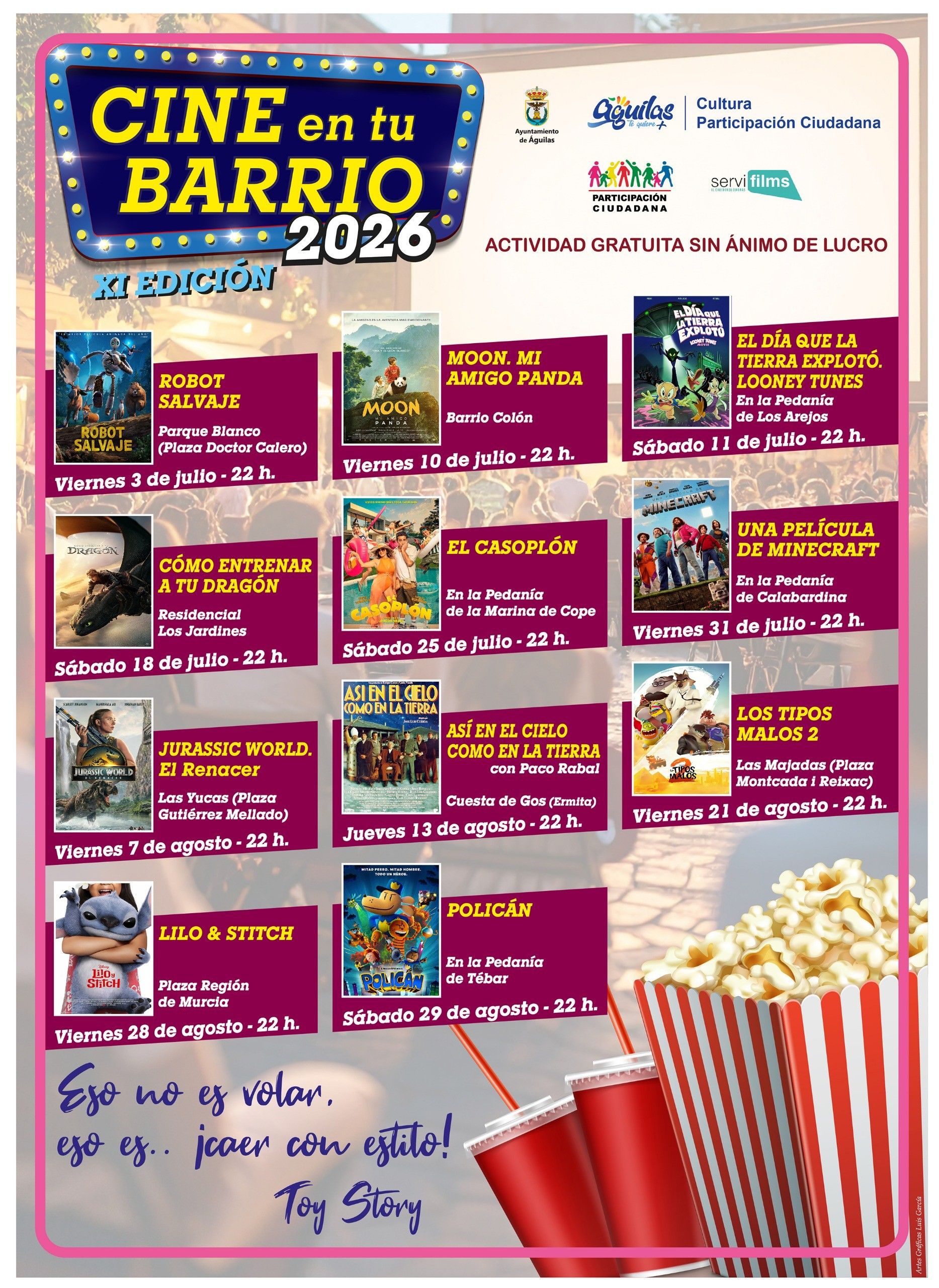 El próximo 3 de julio arranca una nueva edición de “Cine en tu barrio”