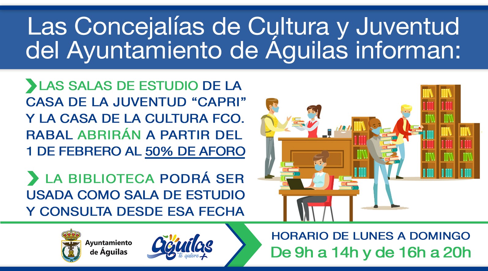 Las Salas de estudio abrirán a partir del lunes al 50%