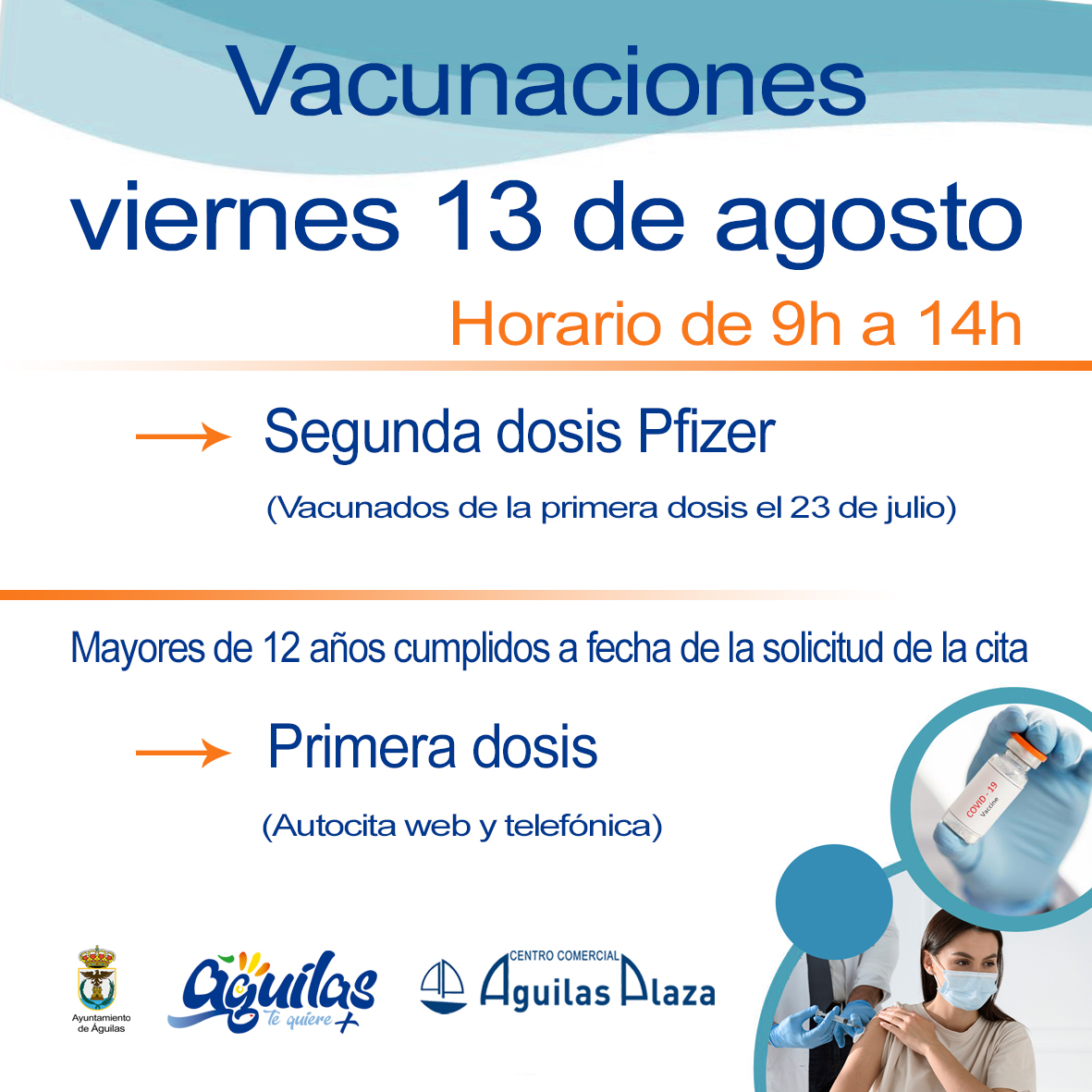 Unas 3.400 personas recibirán su vacuna contra la COVID 19 el próximo viernes en una nueva jornada de vacunaciones masivas
