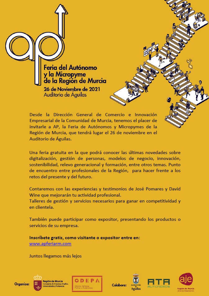 Abierta la inscripción gratuita para la Feria del Autónomo y la Micropyme de la Región de Murcia