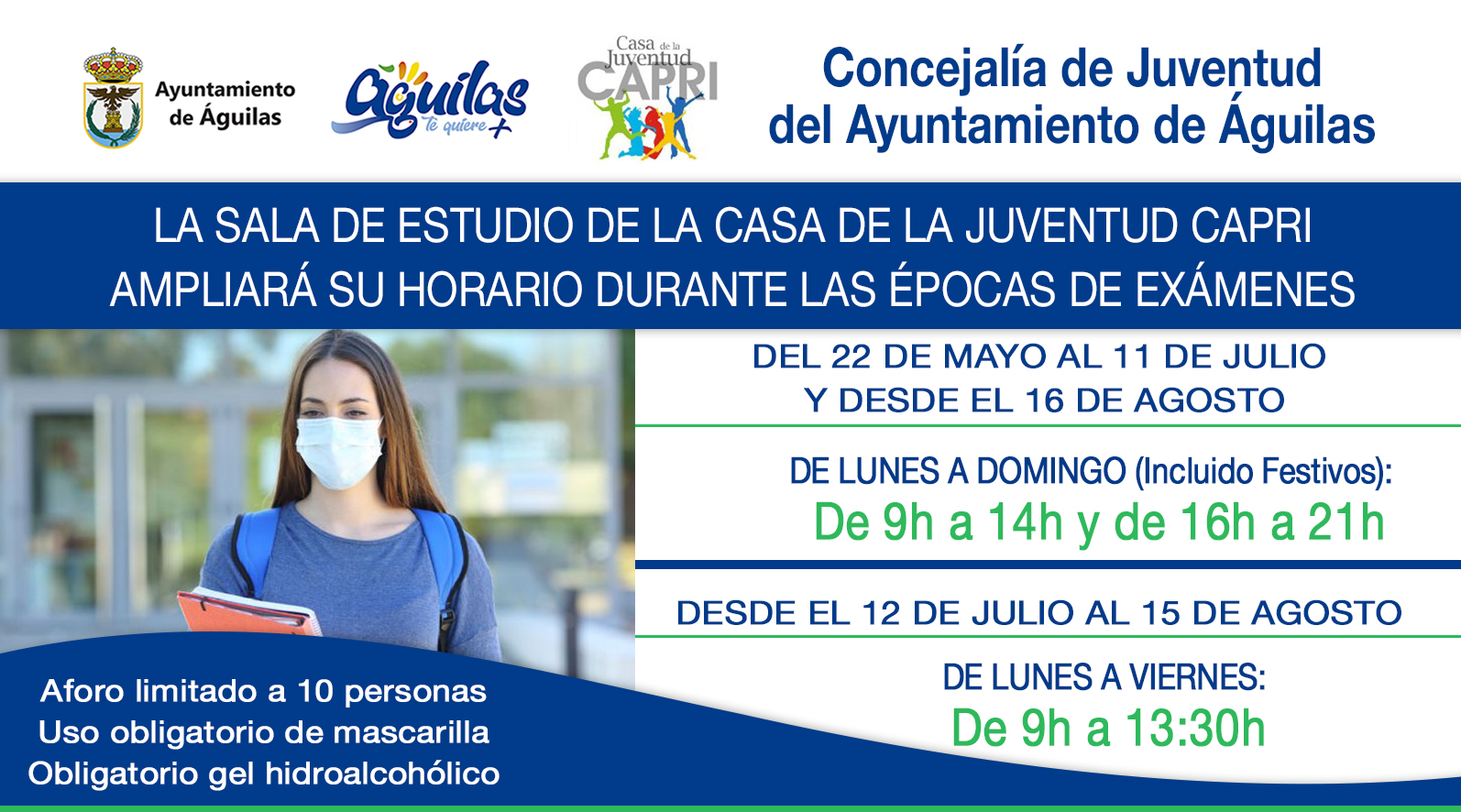 La Sala de Estudio de la Casa de la Juventud Capri amplía su horario durante el periodo de exámenes