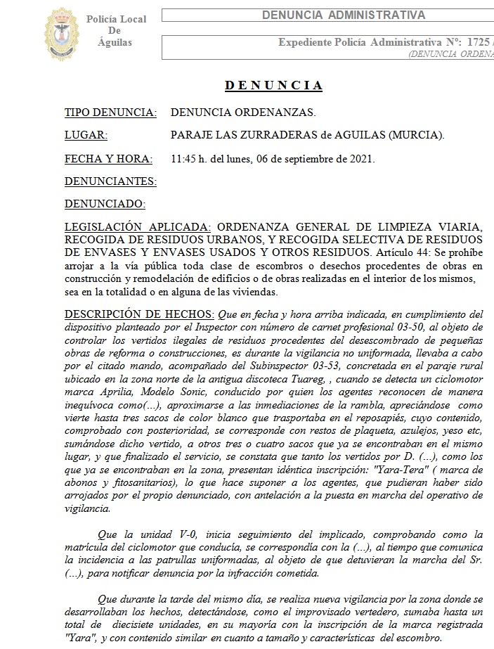 El Ayuntamiento refuerza la vigilancia en las escombreras ilegales 
