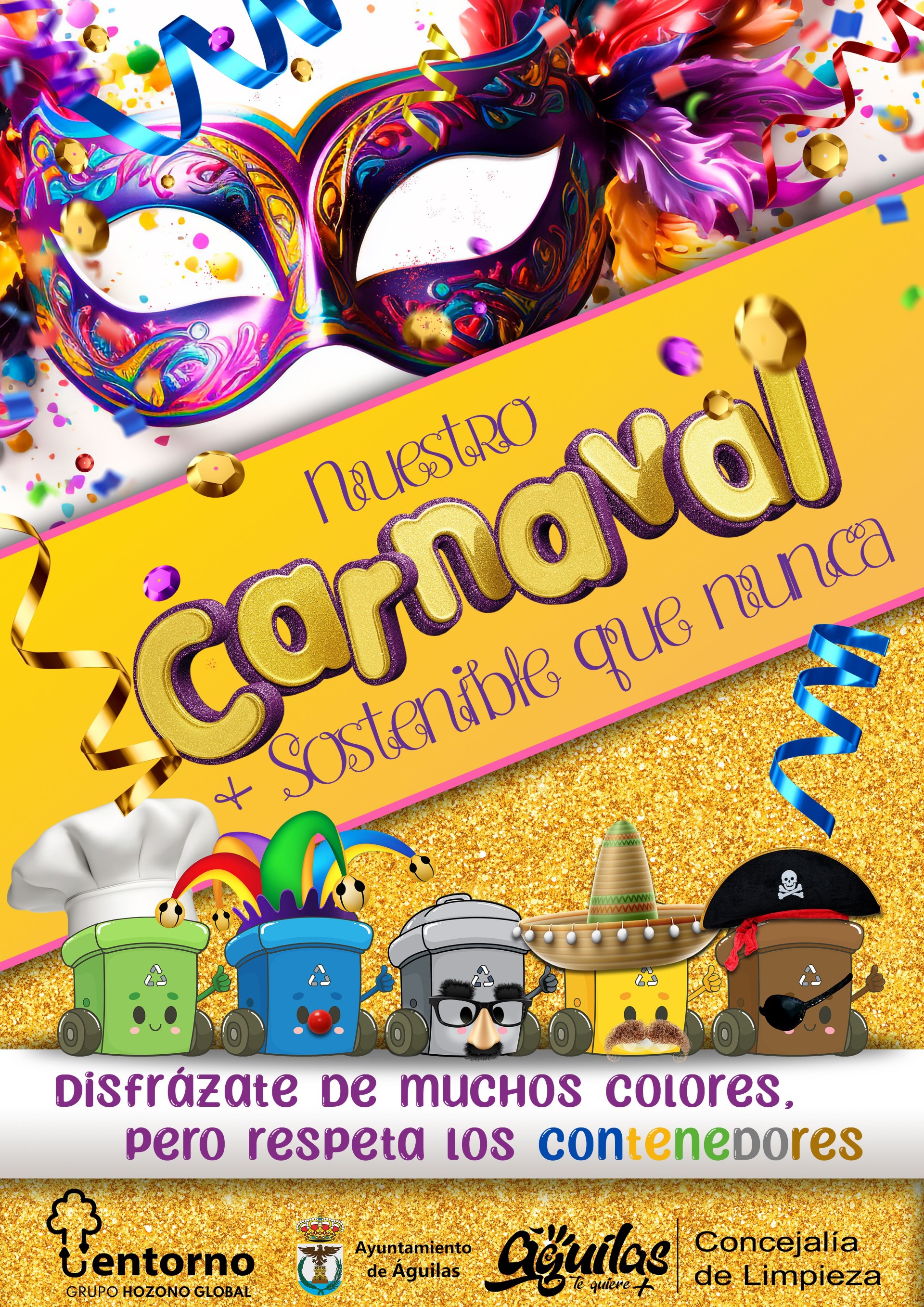 Águilas reforzará la limpieza viaria y la recogida de residuos durante el Carnaval 2025, con la campaña “Nuestro Carnaval + sostenible que nunca”