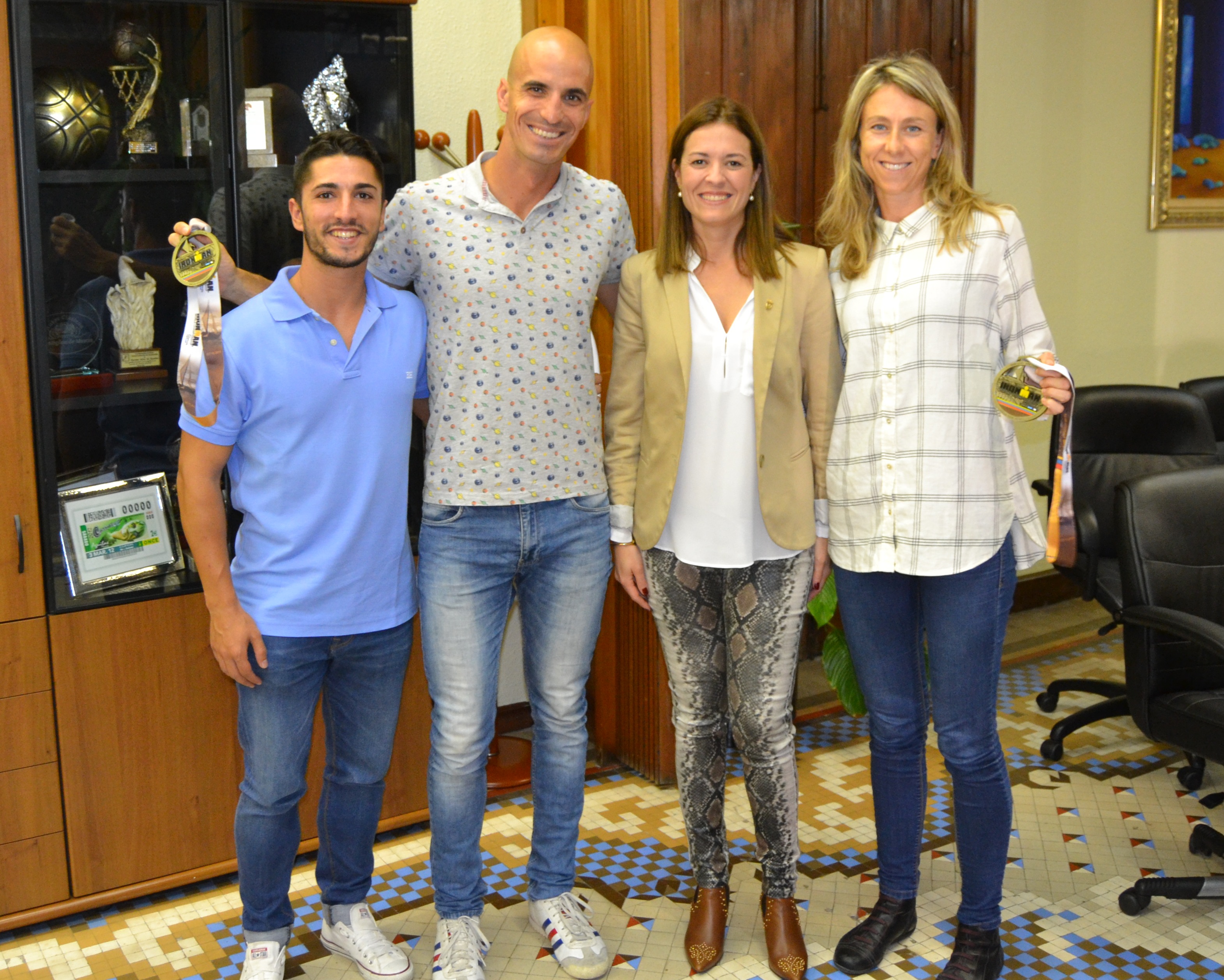 Campoy y Gallardo son recibidos por la alcaldesa y el edil de Deportes de Águilas