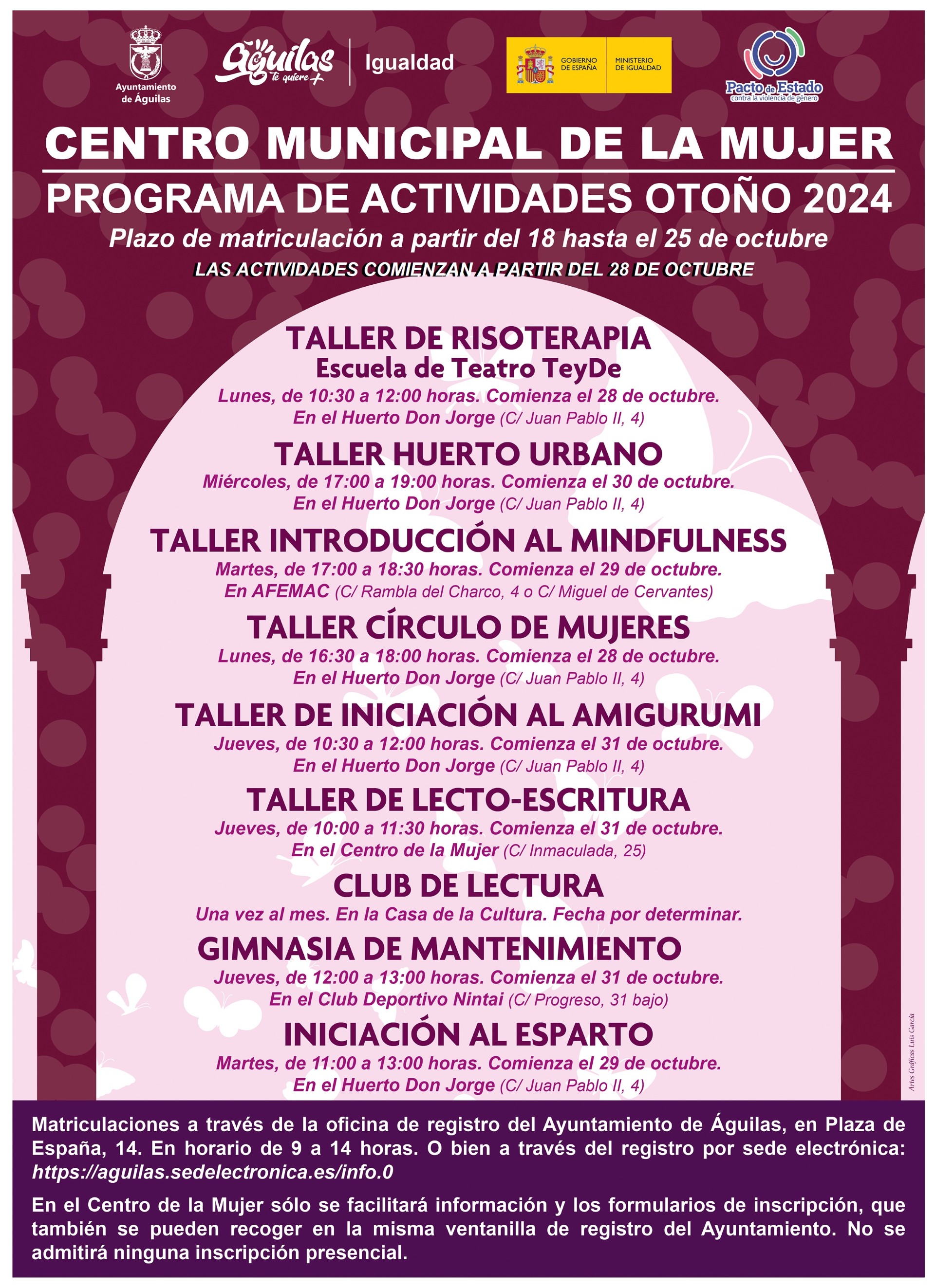 Ya está abierto el plazo de inscripción en los talleres programados por el Centro Municipal de la Mujer