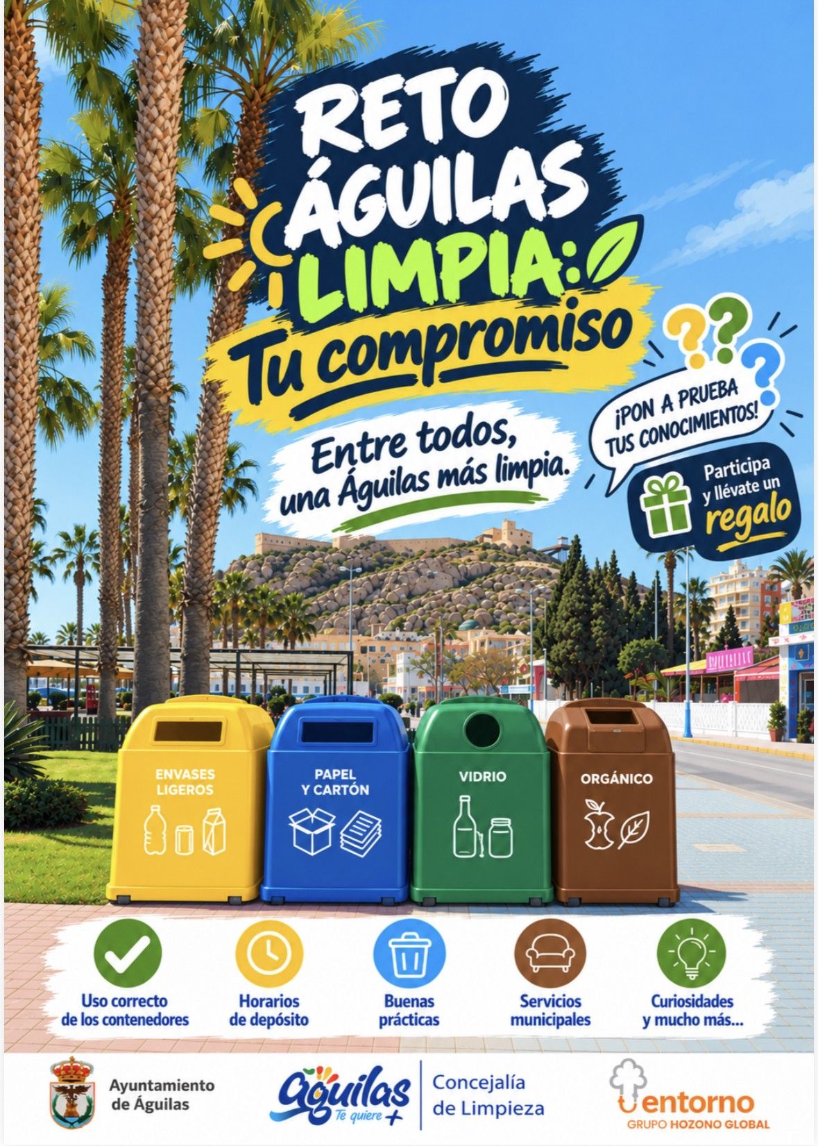 Águilas invita a la ciudadanía a poner a prueba su conocimiento sobre limpieza y reciclaje