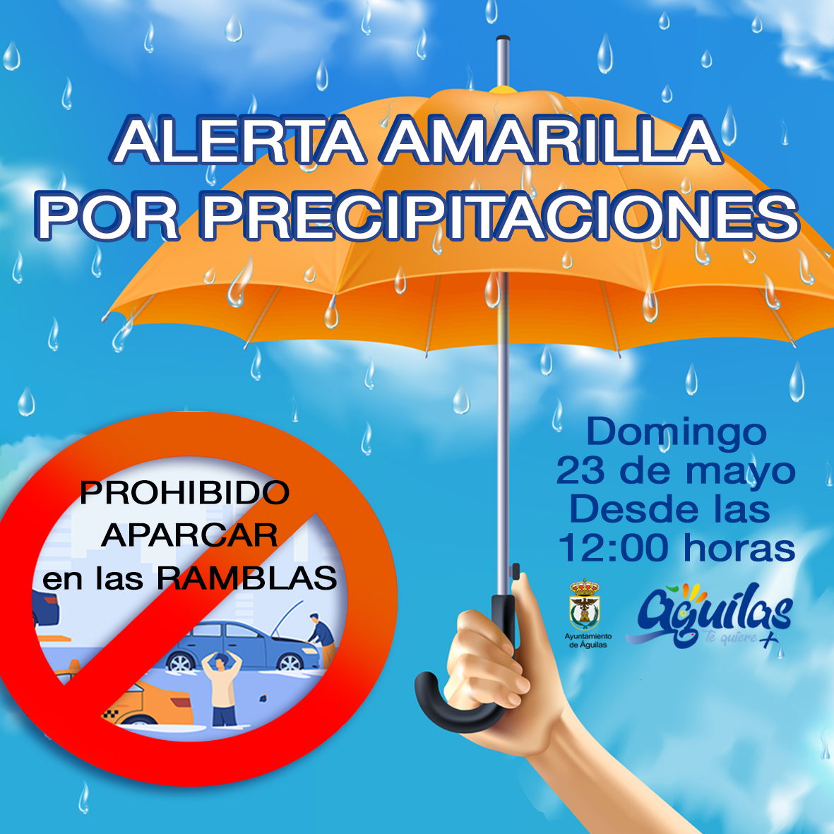 Aviso amarillo por fuertes precipitaciones para el próximo domingo