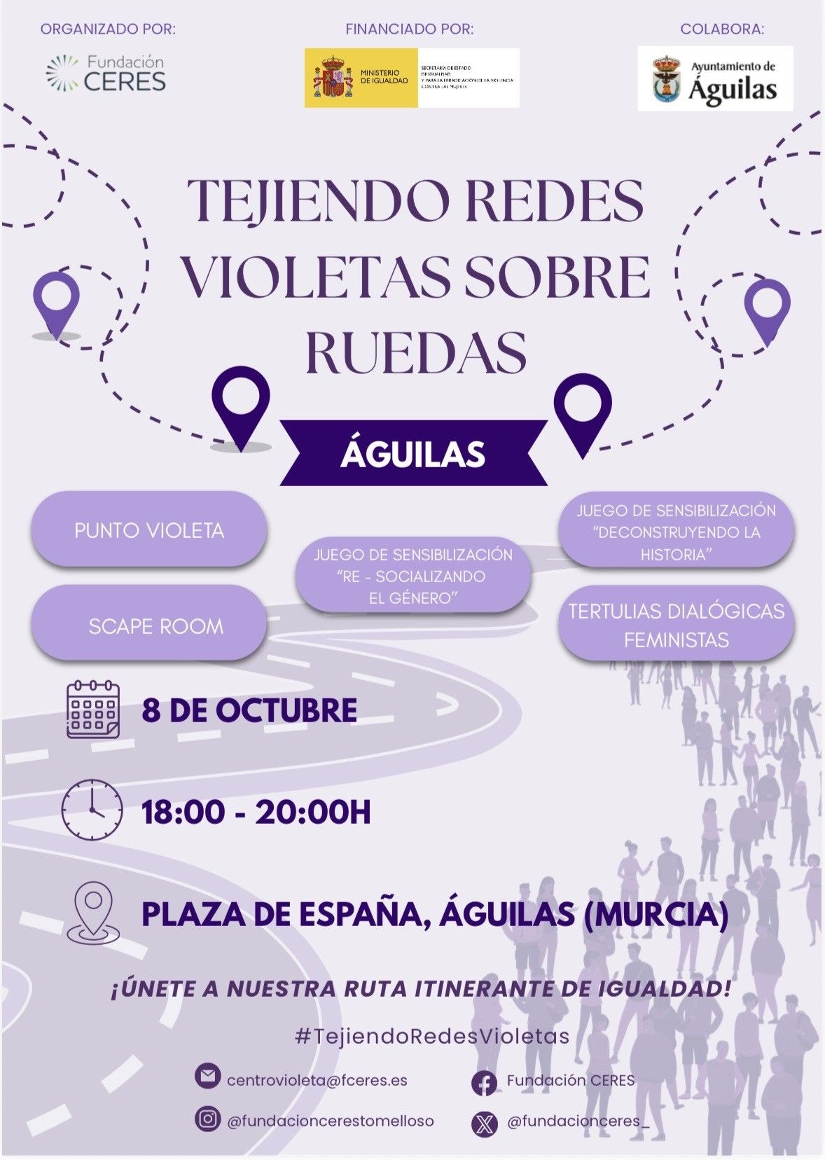 ÁGUILAS TEJE REDES VIOLETAS CONTRA LAS VIOLENCIAS DE GÉNERO ESTE JUEVES EN LA PLAZA DE ESPAÑA