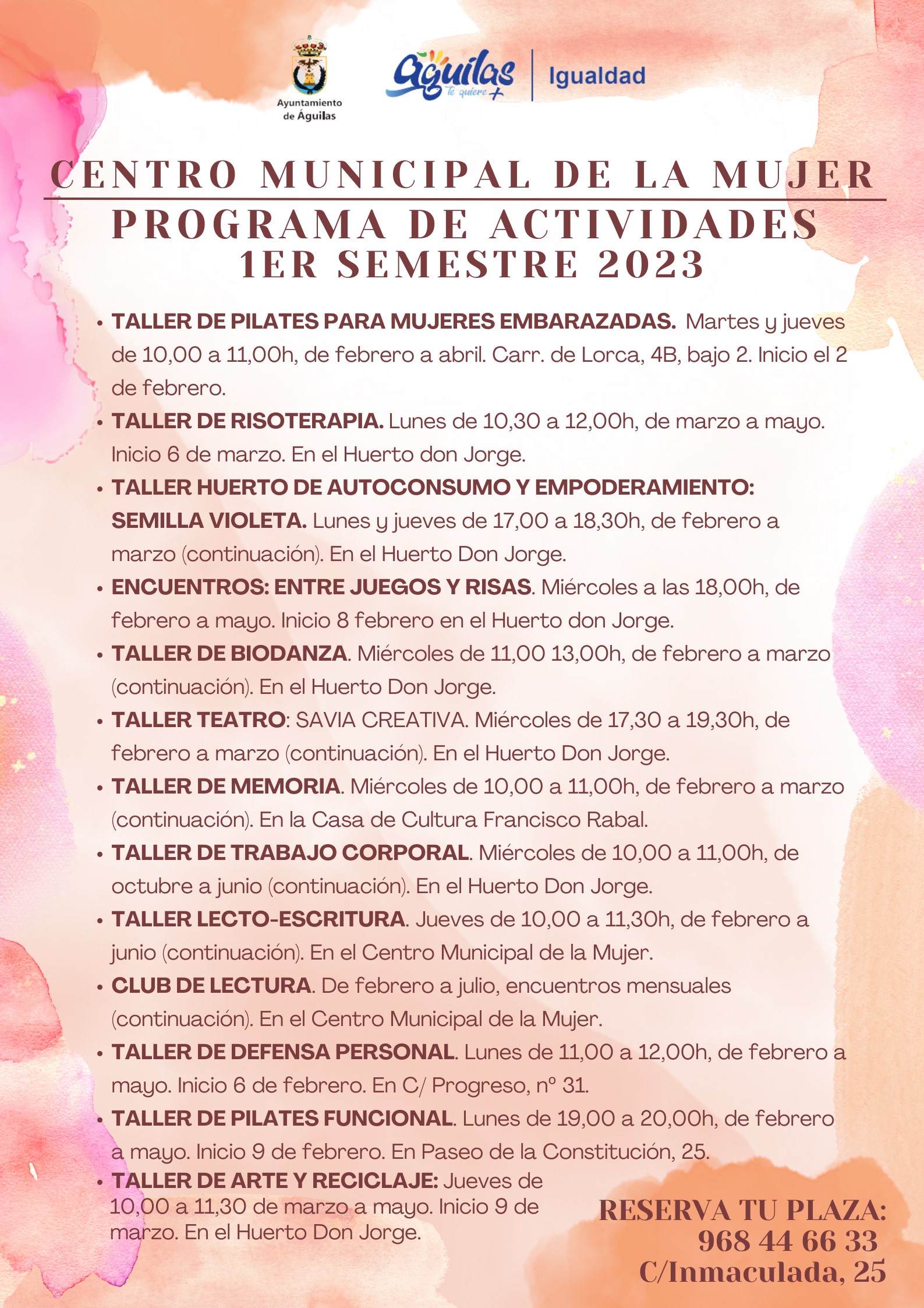 La edil de Igualdad presenta el programa de actividades para el primer semestre del año