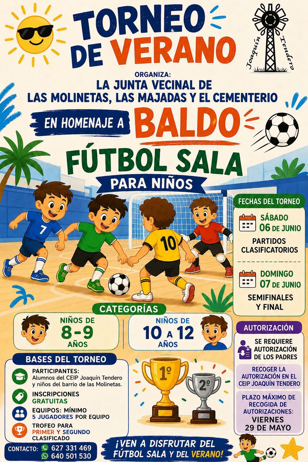 El CEIP Joaquín Tendero acoge la presentación del Torneo de Verano de Fútbol Sala Infantil en homenaje a “Baldo”