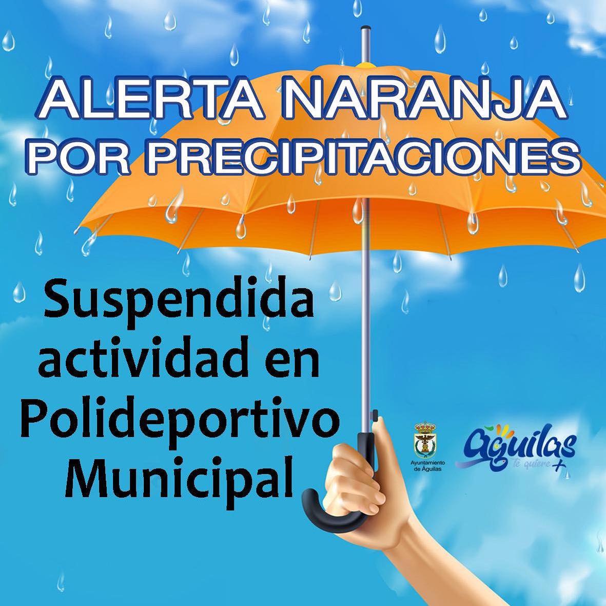 Cierran las instalaciones del Polideportivo ante la alerta naranja por lluvias y tormentas
