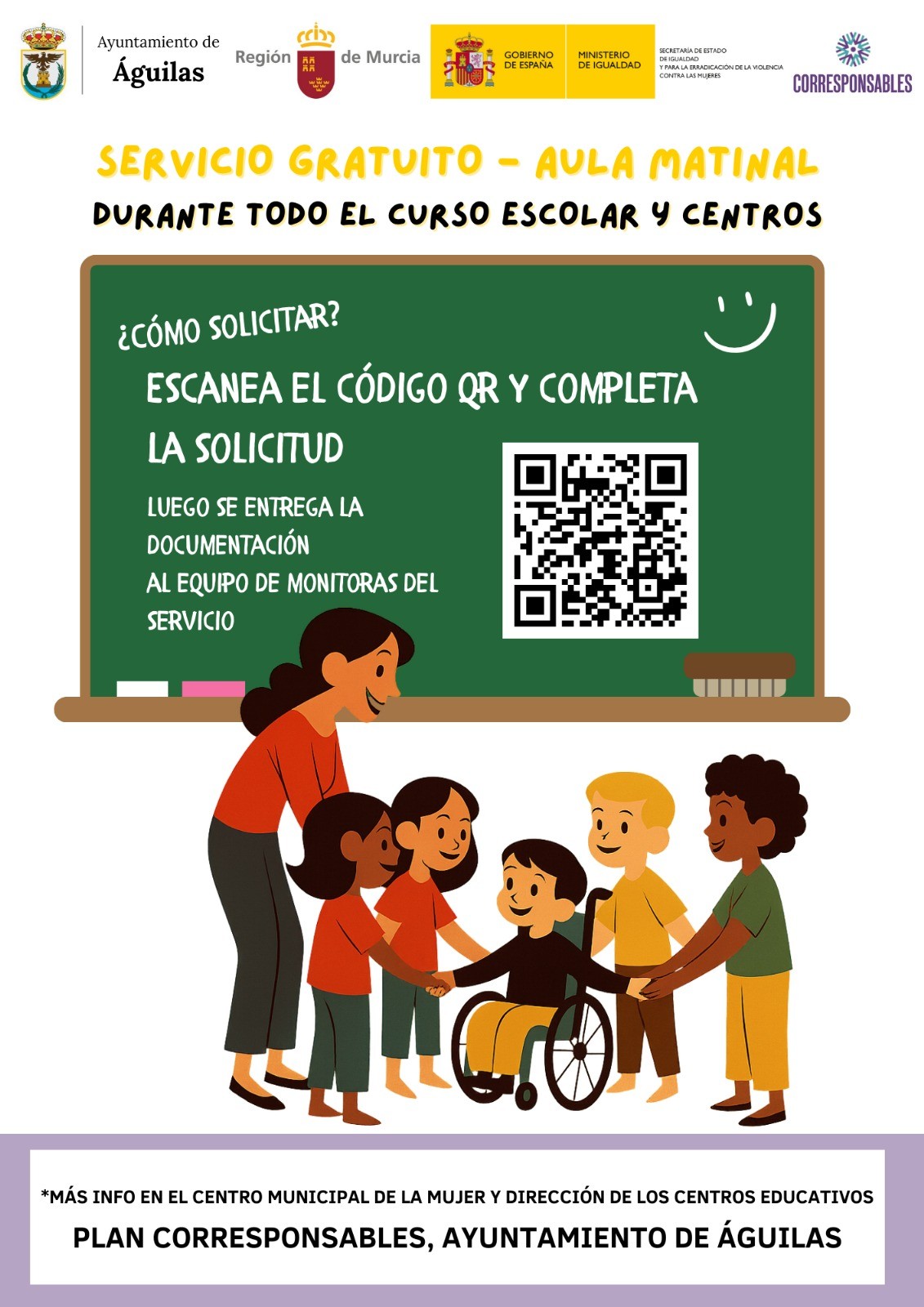 La concejalía de Igualdad pone en marcha el servicio de Aula Matinal gratuita en todos los colegios públicos y concertados del municipio