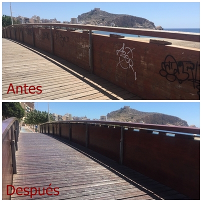 Rehabilitado el puente de madera de la rambla del Charco
