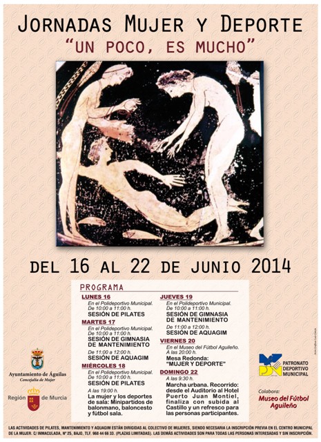 El lunes arrancan en Águilas las I Jornadas “Mujer y Deporte”  