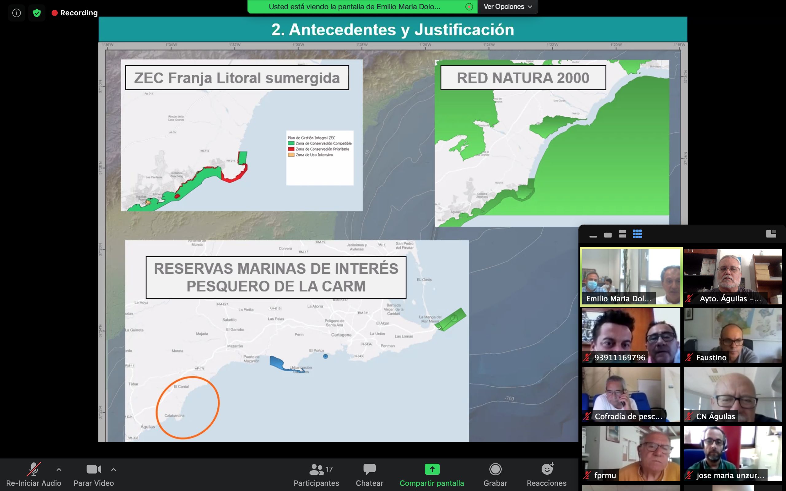 El Ayuntamiento participa en una reunión de presentación del proyecto de Reserva Marina de Interés Pesquero de Marina de Cope