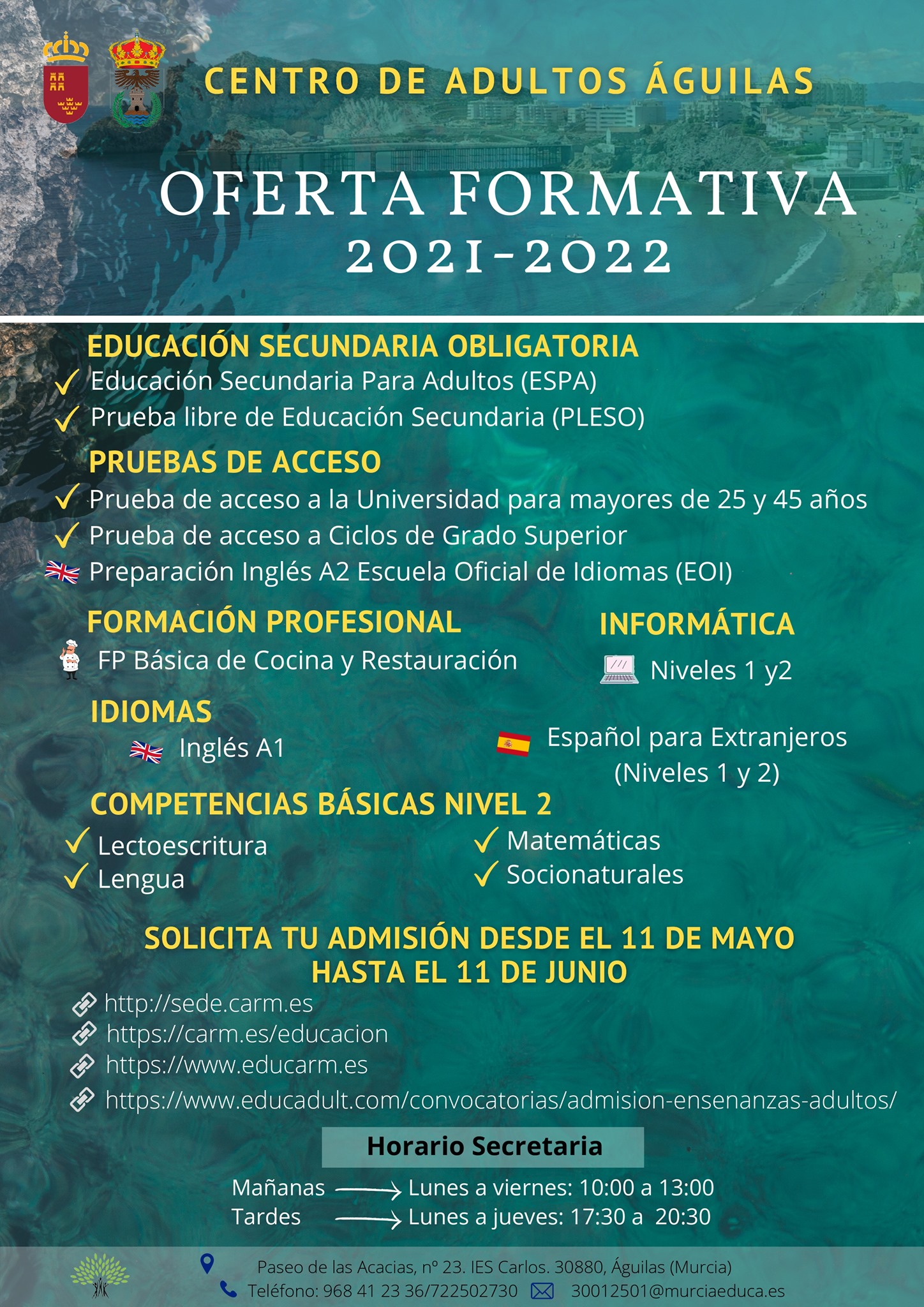 El próximo martes se abre el proceso de admisión de alumnos del Centro de Educación de Personas Adultas